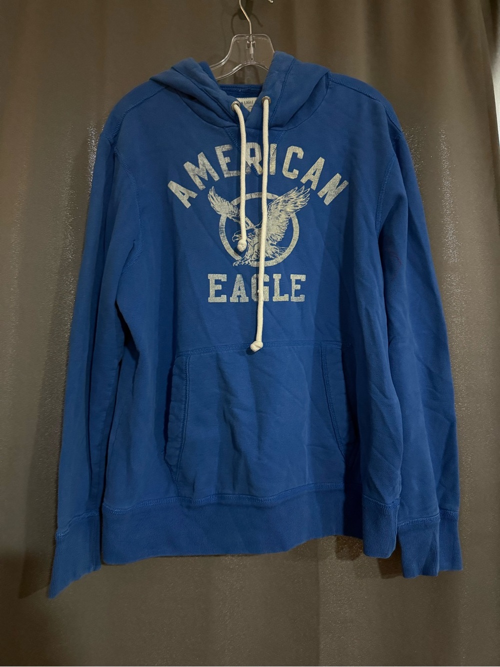 American Eagle Outfitters Royal Blue Pullover Hoodie with White Drawstrings